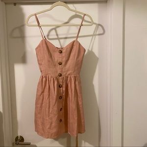 Pink button up reformation dress. TAGS STILL ON